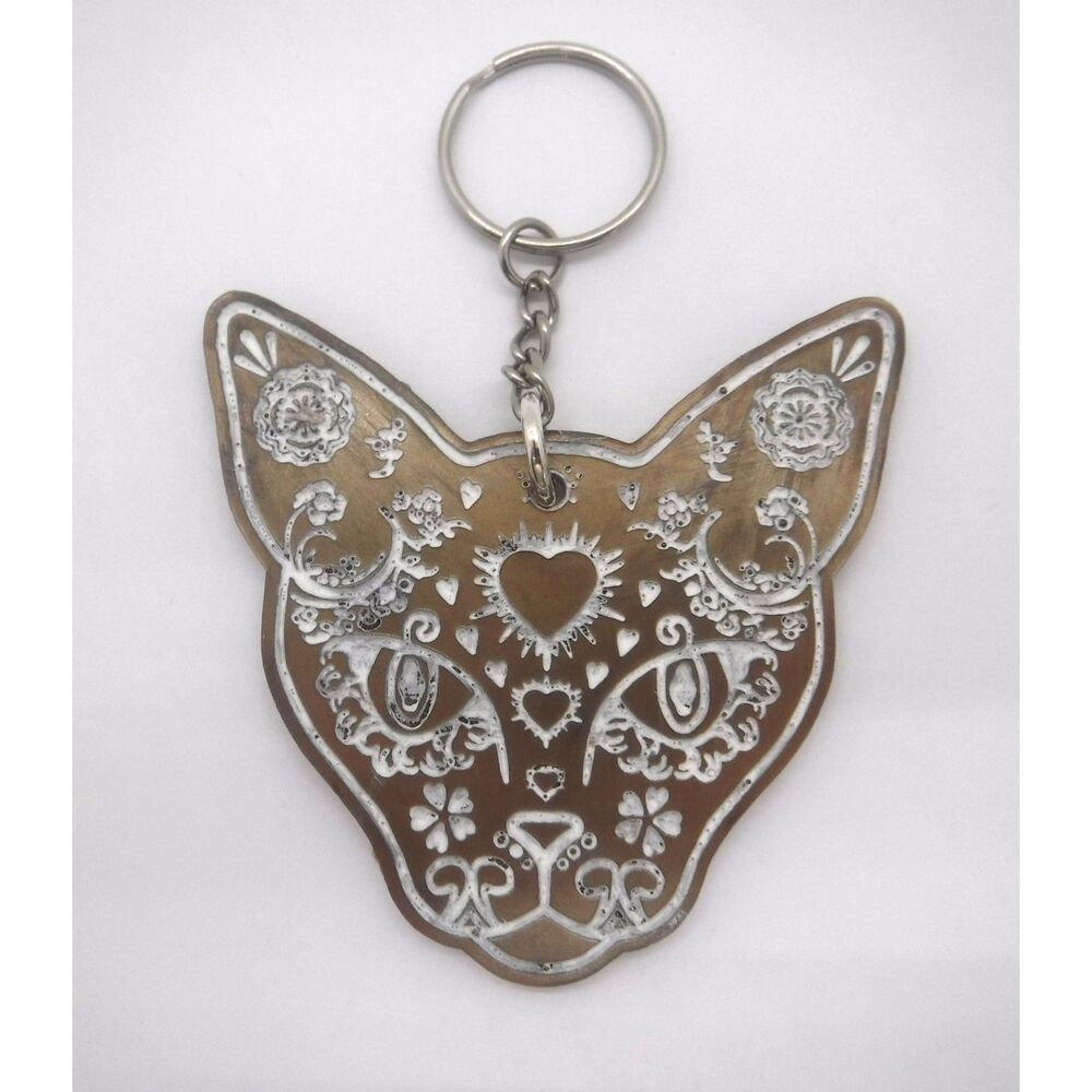 Keychain Cat Sugar Skull